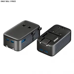 Mini Travel Adapter Plug, International Plug Adaptor, 5-Port Multi-Function Power Adapter, USB-A & USB-C Ports, Smart Temperature Control, Use in 200+ Countries