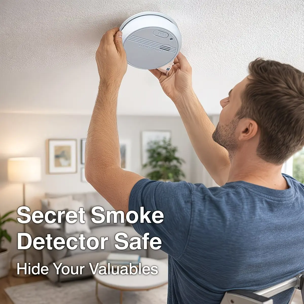 1Pcs Fake Smoke Detector Diversion Safe Box Hidden Safebox, Secret Hidden Storage Container, Disguised Stash Box Money Safe Box For Cash Coins Jewelry Valuables, Wall & Ceiling Mount Concealed Security Storage Case