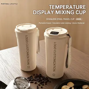 Auto Stirring Coffee Mug with LCD Temperature Display, USB Rechargeable Self-Stirring Insulated Travel Cup, Portable Electric Mixing Mug for Car, Outdoor & Office reusable water bottle