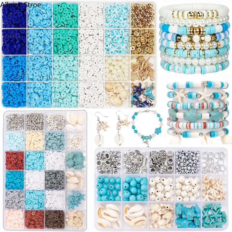 Ocean Summer Clay Beads Bracelet Making Kit, Coastal Friendship Bracelet DIY Jewelry Making Set, Beads for Bracelets, Necklaces & Earrings, Beach Craft Kit for Girls, Teens, Gifts & Summer DIY Projects tiktokshopbacktoschool