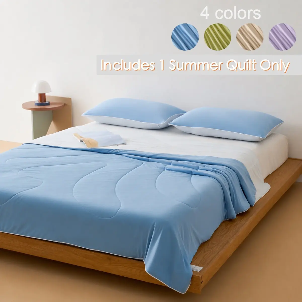 1 Piece Summer Soft Cooling Blanket, Q-Max 0.4 Cooling Fabric,Luxury Solid Style, Ice Silk Smooth Fabric, Breathable Lightweight Comforter for Bedroom Dorm Hotel