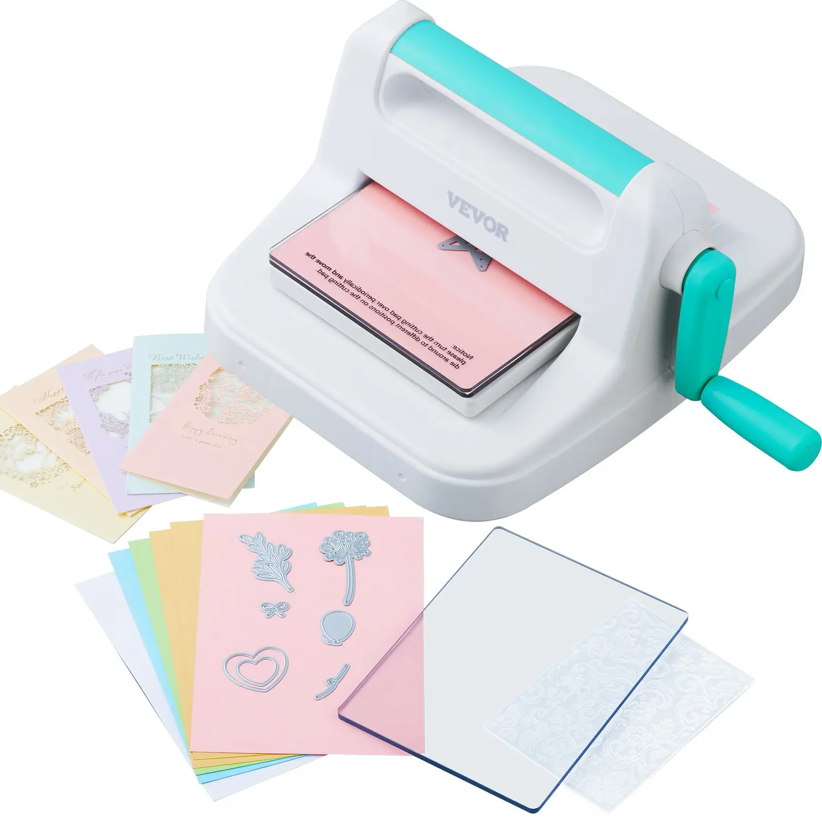 VEVOR Manual Die Cutting Embossing Machine, Portable Cut Machines, 6 inch Opening Scrapbooking Machine Full Kit Included, For Arts Crafts, Scrapbooking, Card Making and Crafting, White