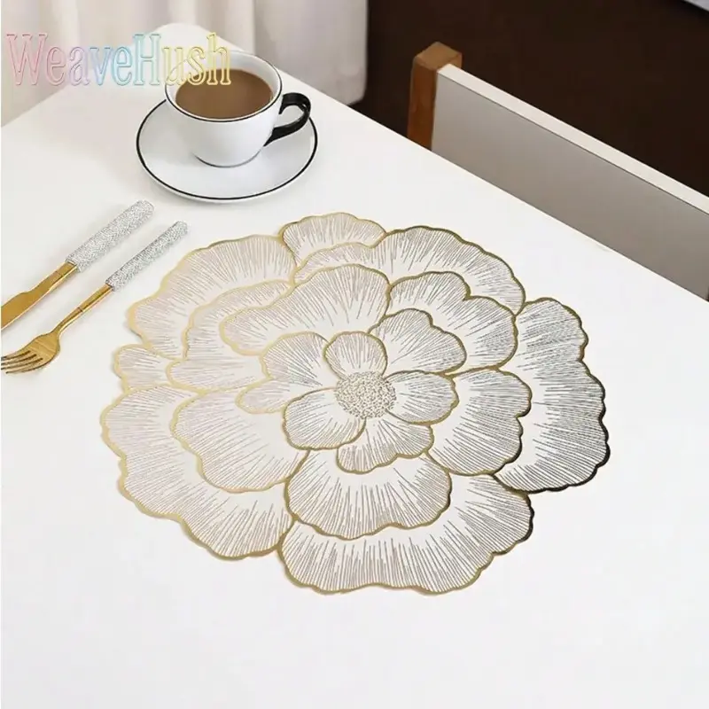 2 PCS Floral Pattern Heat Resistant Non Slip Waterproof Table Placemats Home Kitchen Dining Valentine's Day Table Decor Gift, Tableware, Christmas, Engagement, Glamorous, Romantic, Household Placemat