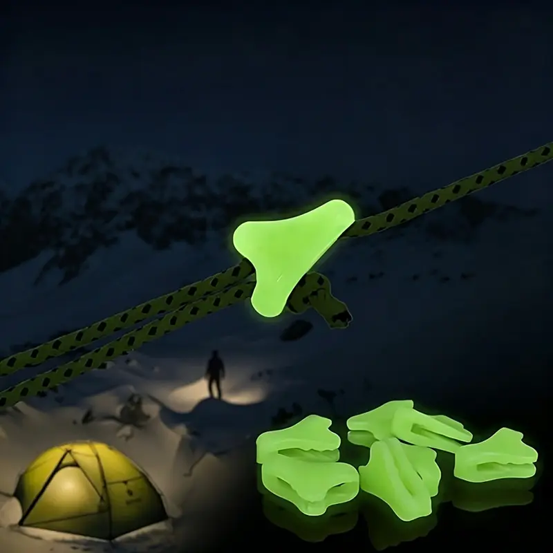 Luminous Tent Rope Tensioner - Non-Slip Adjustable Camping Gear, Polypropylene Triangle Tent Rope Buckle for Camping and Hiking Tent Awnings