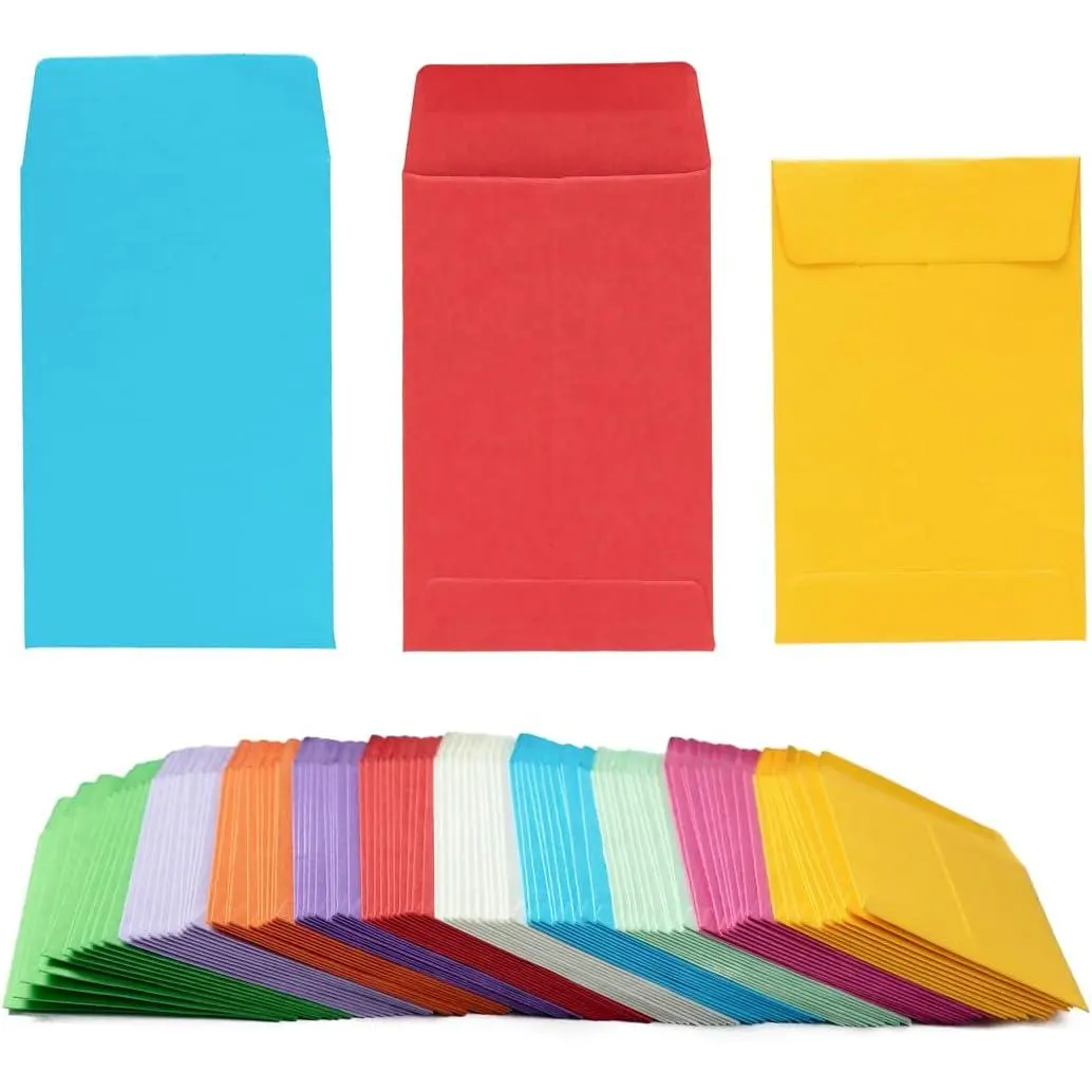 500 Pieces 2.25×3.5 inch Colorful Small Self-Adhesive Coin Envelopes Mini Storage Packets for Seeds Small Parts Garden Office Wedding Gift
