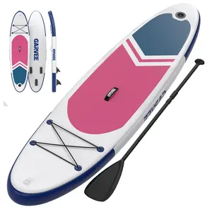 Garvee Durable Inflatable Paddleboard Paddle Board for Adults & Youth – Lightweight & Stable Paddleboard with Non-Slip EVA Deck, PVC Construction, Portable Kit with Bag & Pump – Perfect for Lakes, Rivers, Sea, Yoga, Cruising, Surfing – Rose Red-White