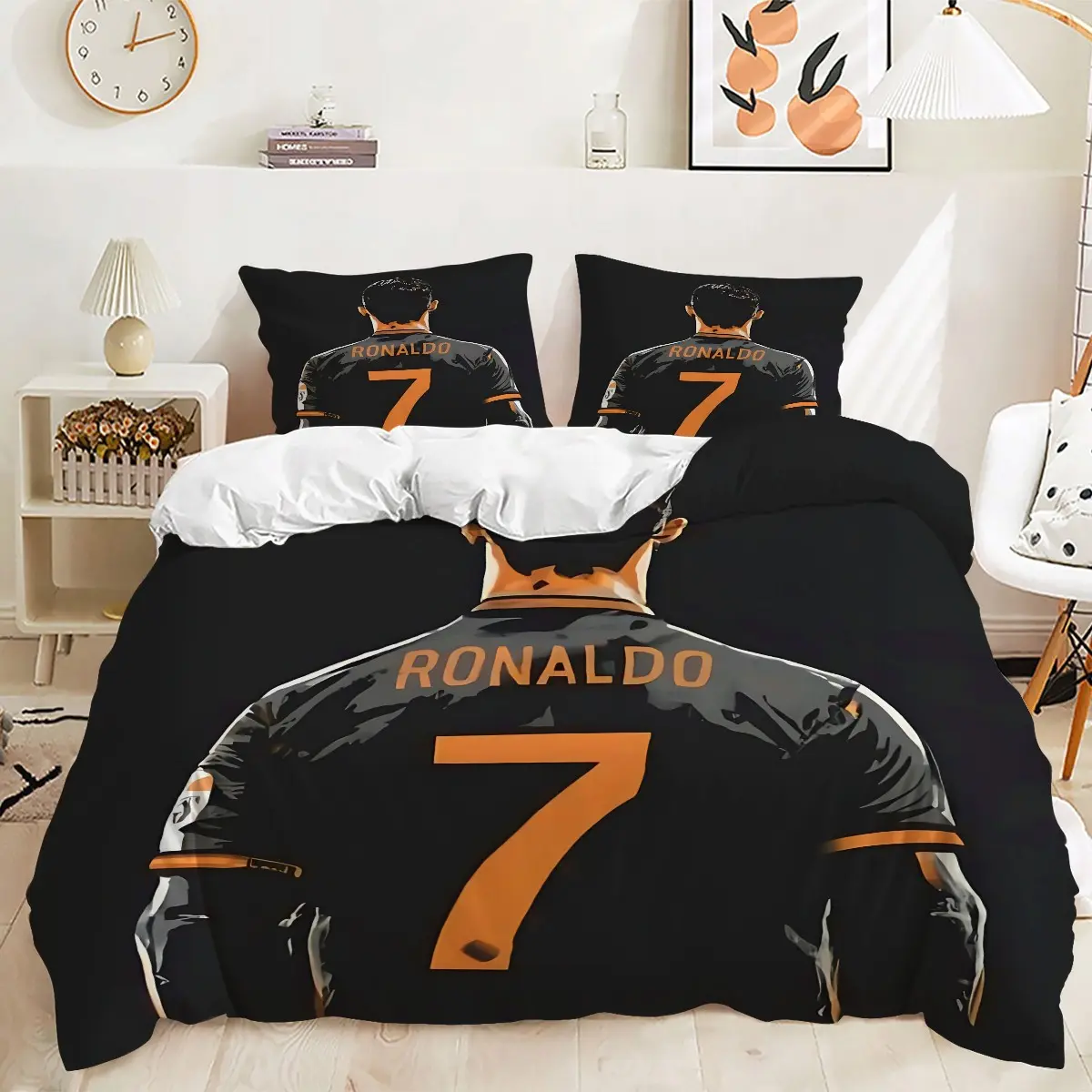 Number 7 Soccer Player Back Bedding Set, 2/3pcs No Filling – Duvet Cover Set, Bed Covers, Bed Sets, Suitable for Master Bedroom, Teen Boy Room, Sports Studio, Boutique Masculine Sports Guest House, Family Leisure Room & Man Cave Cottage
