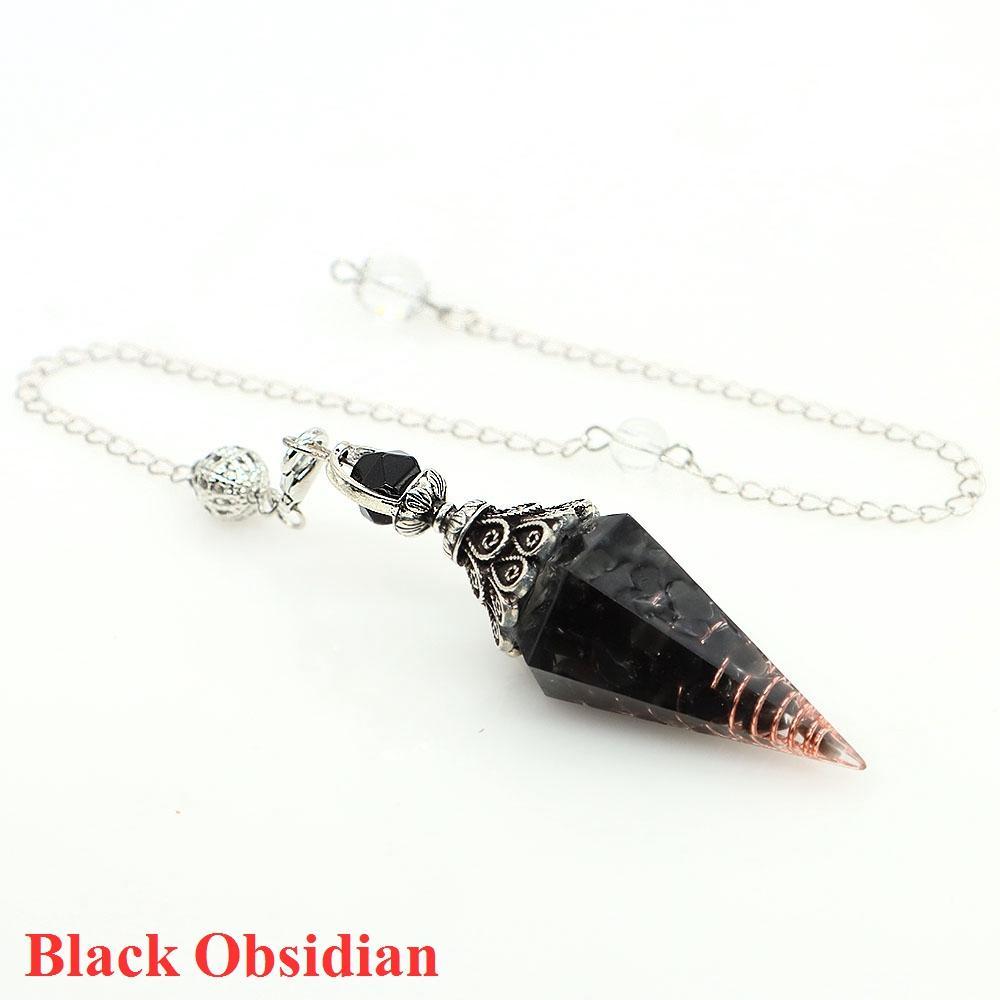 Natural Crystal Dowsing Pendulum Reiki Stone Chips Orgone Pendulums Hexagonal Pointed Reisin Spiritual Pendulo for Divination