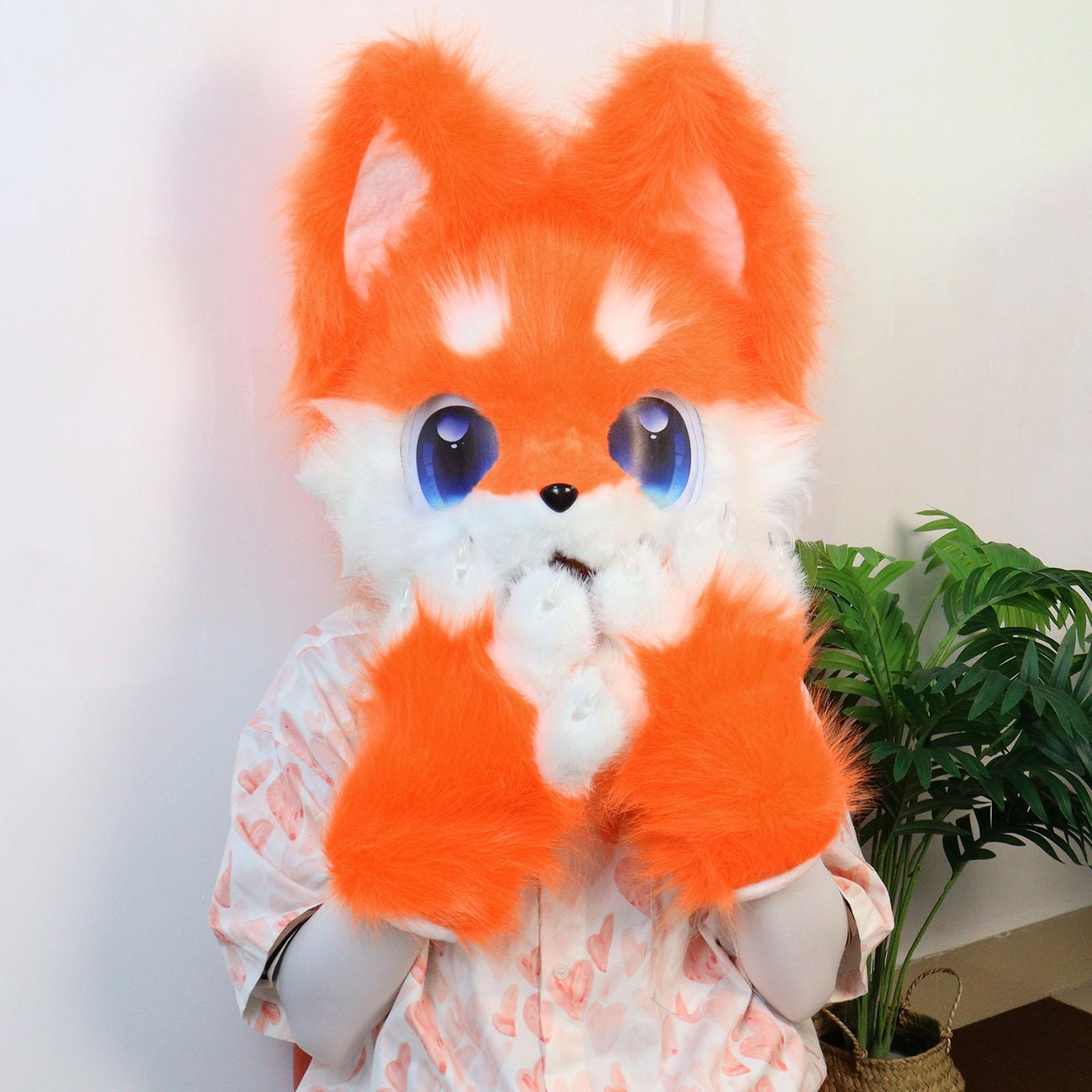 Animal Head Mask Furry Fursuit Plush Dog Fox Masks for Parties Cosplay Costume Accessory