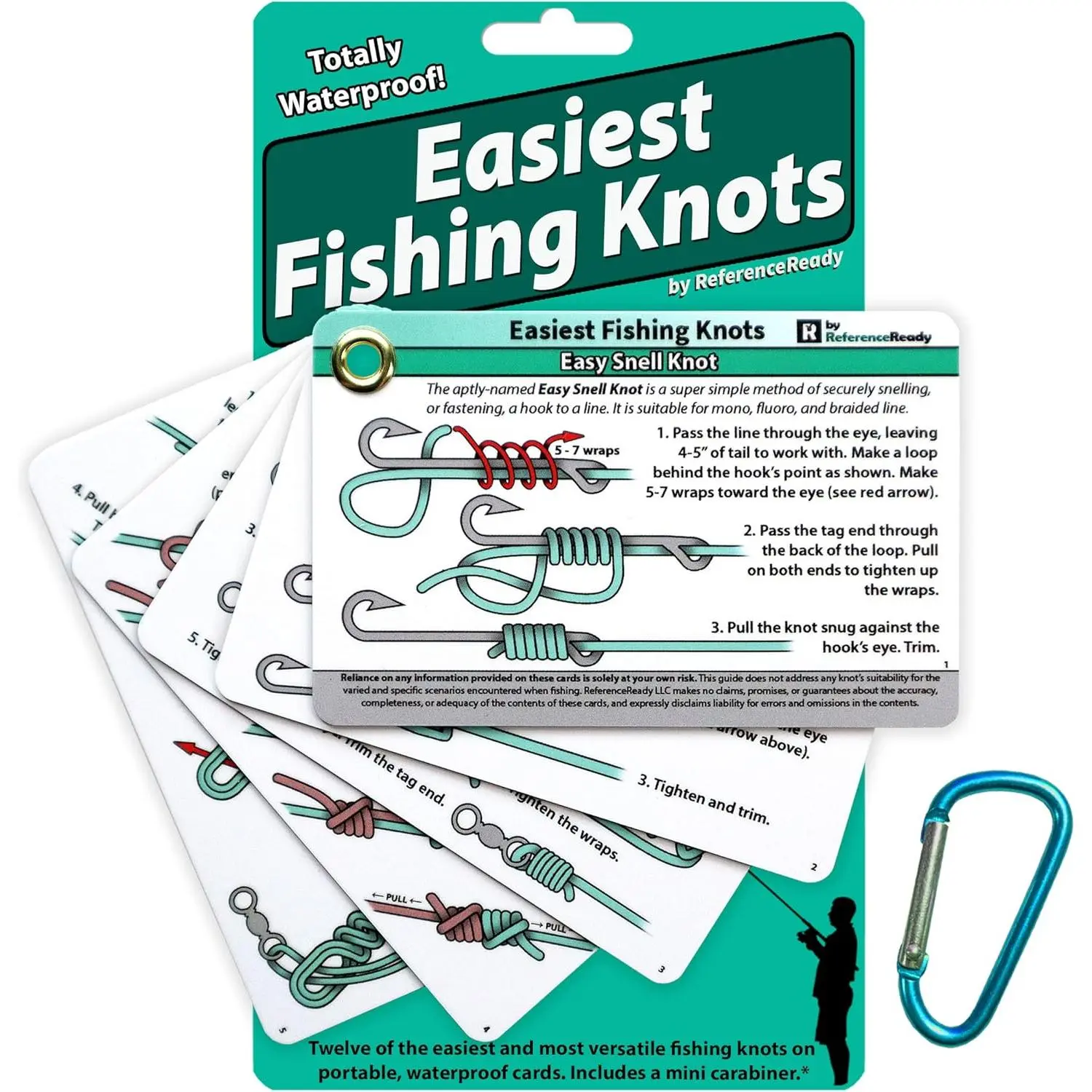 Easiest Fishing Knots Pocket Guide for Beginners | Waterproof pocket fisherman guide on how to tie the 12 simplest knots. Great fishing gadget & fishing gift