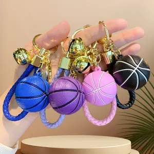 Viral Sporty Aesthetic Keyring | 3D Textured Purple Basketball Pendant Woven Lanyard Car Key Holder