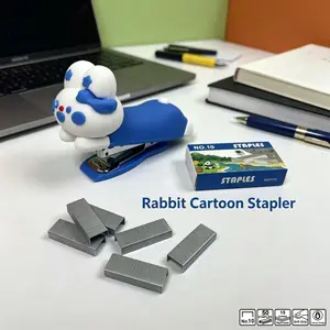 Rabbit Cartoon Stapler Set with 500 Staples, Cute Animal Design, Comfortable Binding, Ideal for Home, School, Office