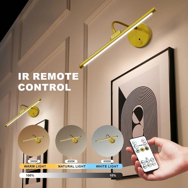 USB Rechargeable Wall Mounted Light, Dimmable Picture Light with Remote Control, Novelty Lighting for Wall Painting, Gallery Art, Painting, Portrait