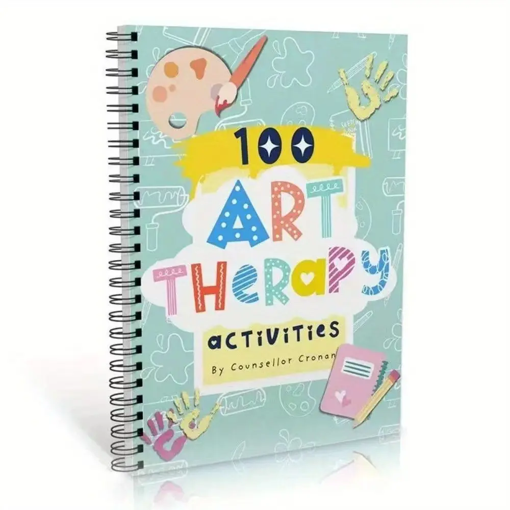 100 Art Therapy Activities Book, Mental Health Planning Guide, Creative Therapeutic Exercises, Self-Care Workbook, Stress Relief Tool