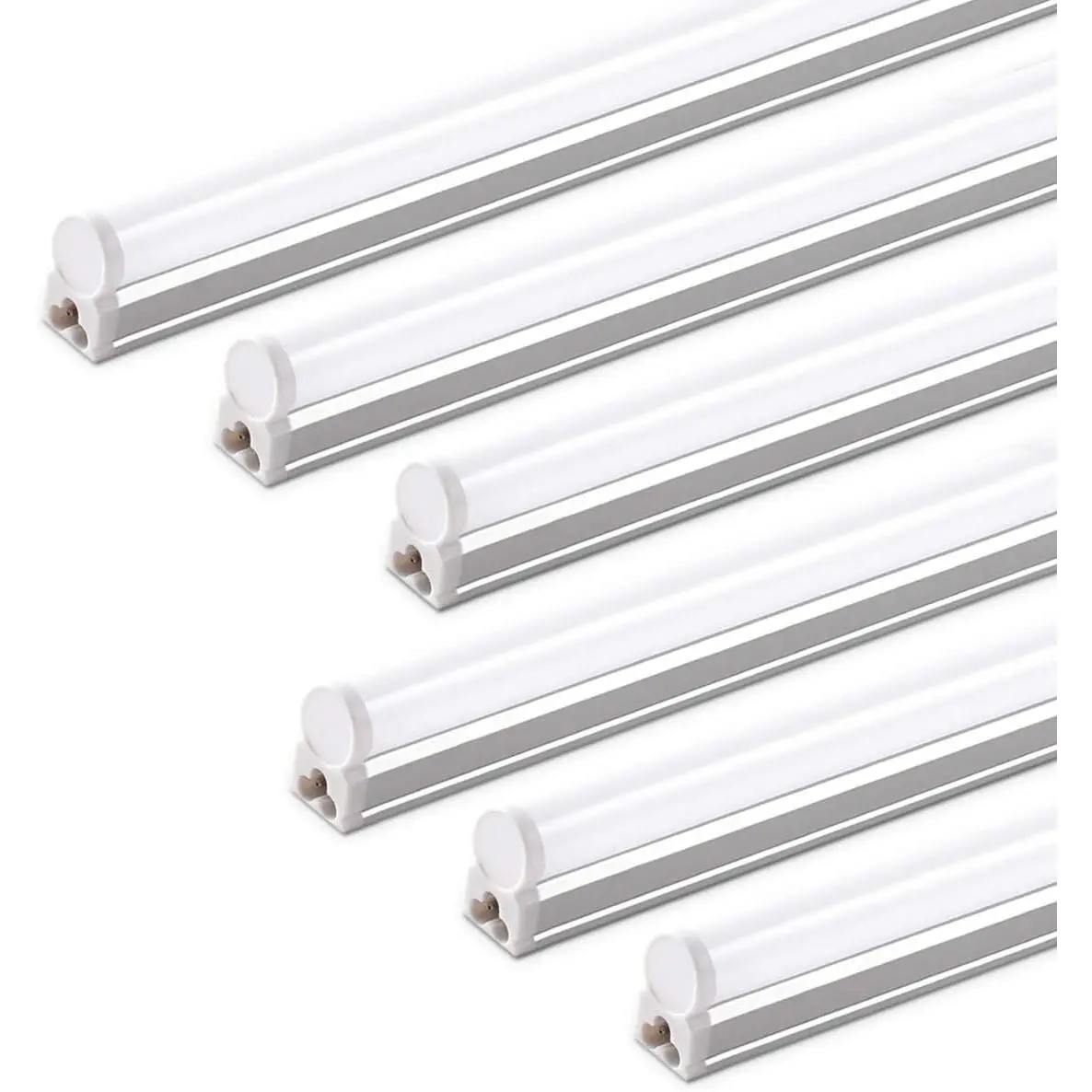 6 Pack LED T5 Integrated Single Fixture, 4FT, 2200lm, 6500K Super Bright White, 20W Utility LED Shop Light, Ceiling and Under Cabinet Light, Corded Electric with ON/Off Switch, ETL Listed