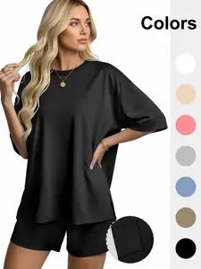 ❤️Women's loose-fitting two-piece loungewear set, short-sleeved top + shorts, comfortable for everyday wear with practical pockets, available in multiple colors to suit various occasions and exudes a relaxed feel!