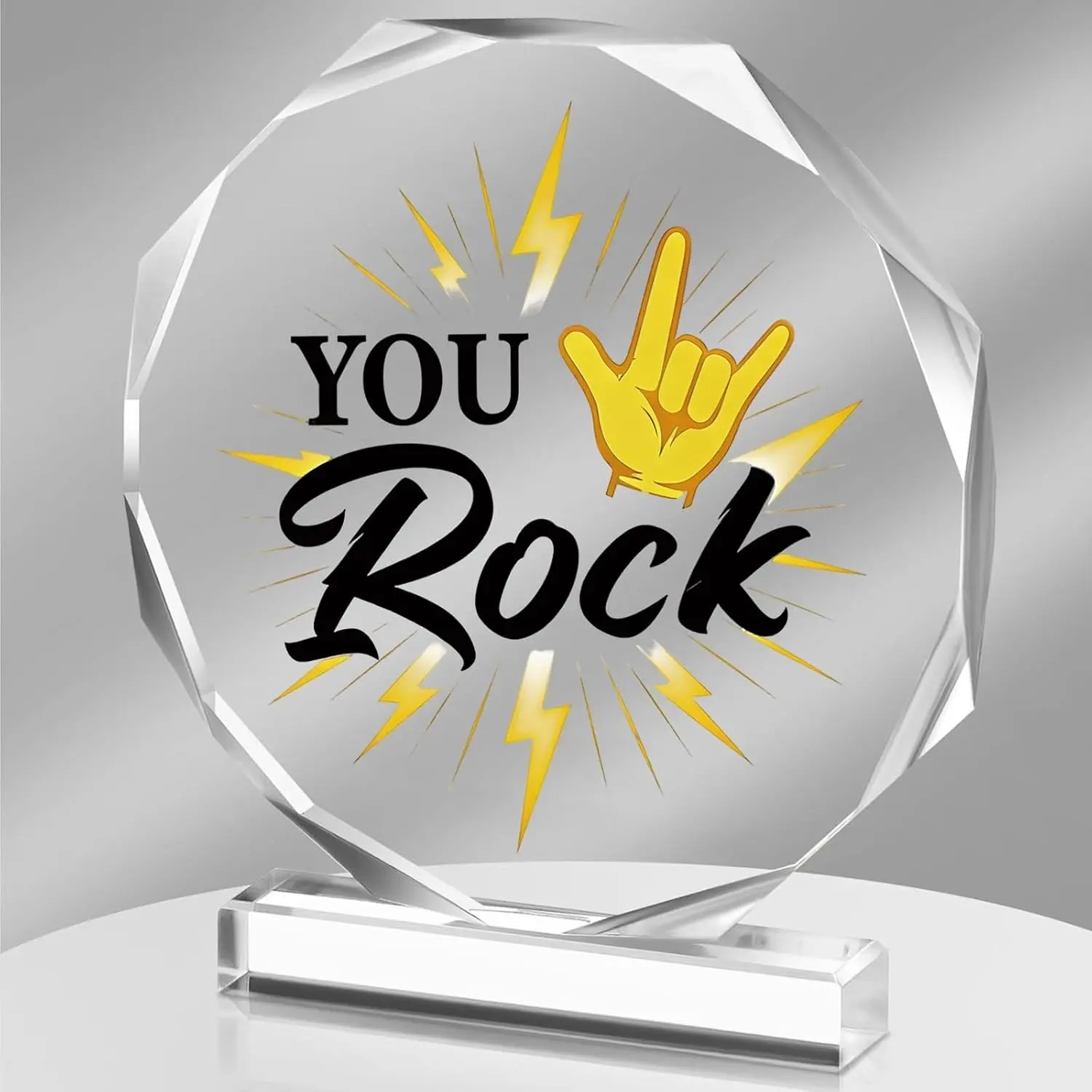 You Rock Acrylic Thank You Award Trophy 4.72 x 5.27 Inches, Perfect for Encouragement Prize, Competition Winner, Graduation Gift, Team Recognition