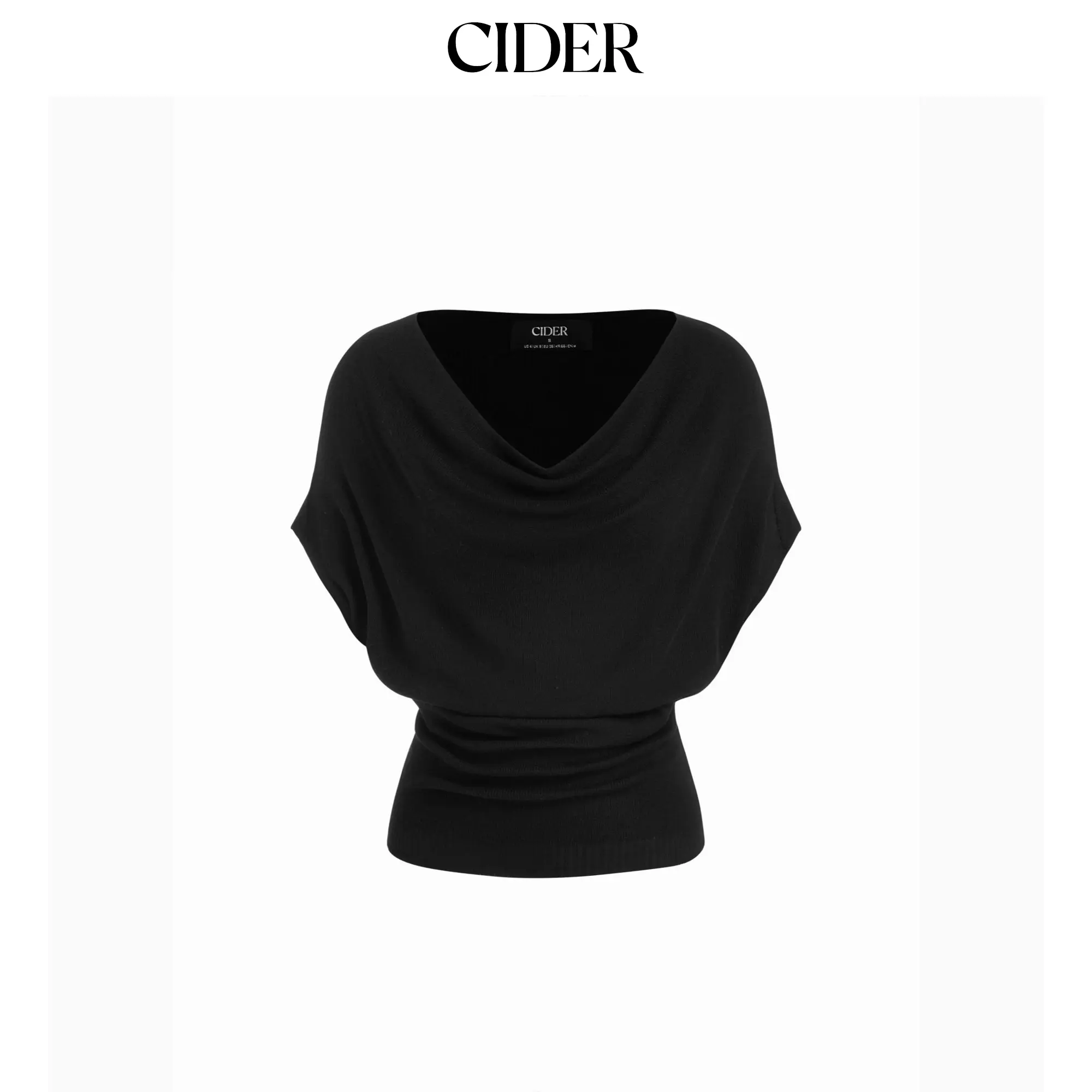 Cider Knit Wool-blend Cowl Neck Draped Ruched Top