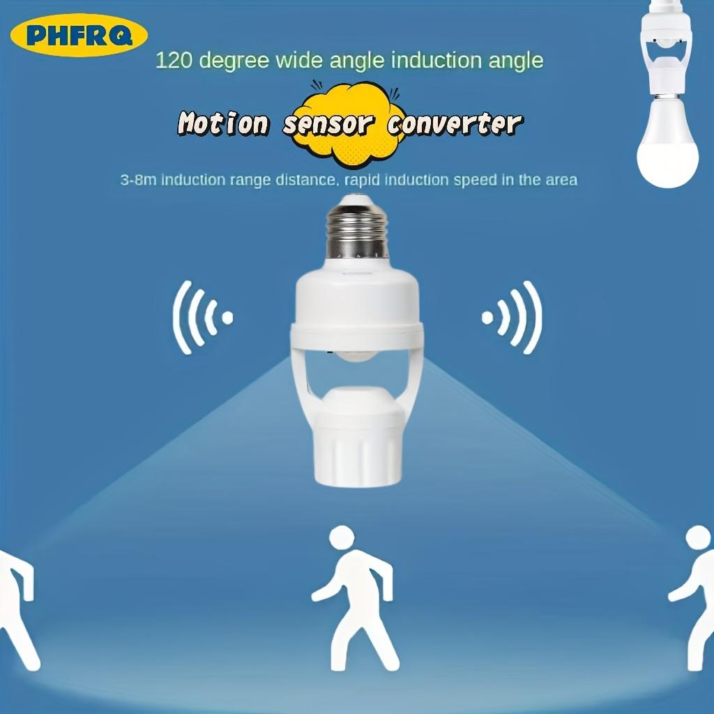 Motion Sensor E27 Light Socket Converter, Adjustable Delay Time Switch, Color Temperature Control E27 Base Bulb Adapter for Home Use