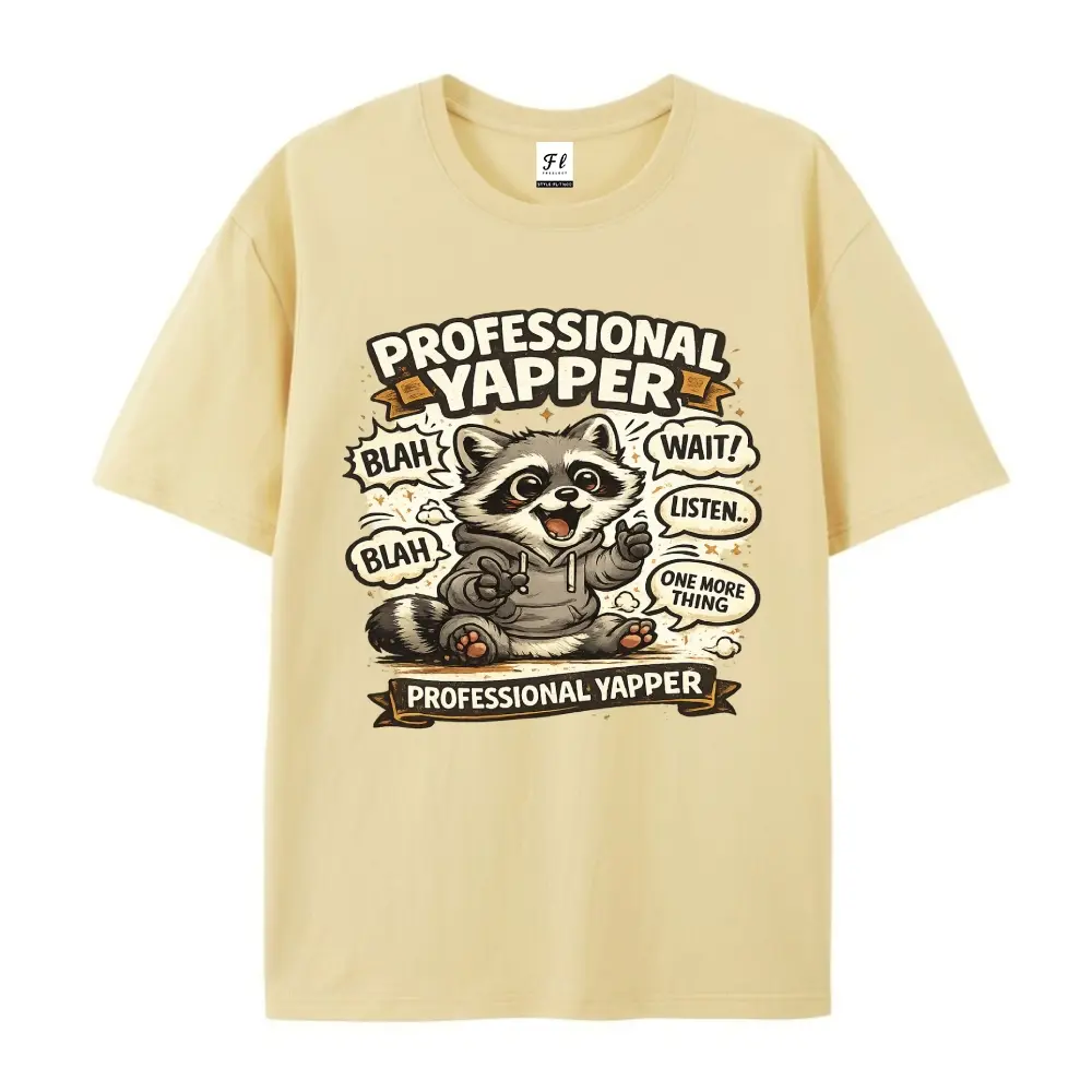 Professional Yapper Raccoon T-Shirt, Funny Talkative Personality Tee, Chatty Friend Humor Graphic Shirt