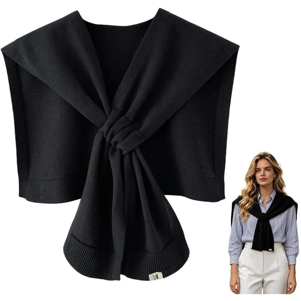 Sweater Shawl Wraps for Women Fashion Knitted  Shawls Ponchos Casual Sweaters Scarf Cape Wraps with Sleeves