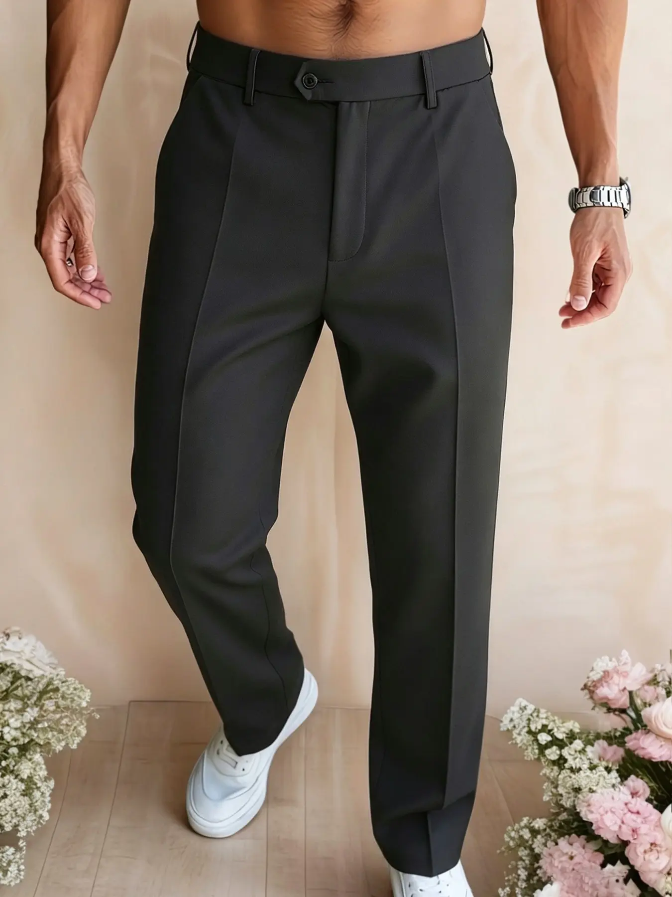 Men's Summer Business Formal Pants, Straight Leg Slim Fit Long Trousers, Commute Casual Suit Pants, Men's Professional Wear, Office Commuter Style, Business Fashion Pants