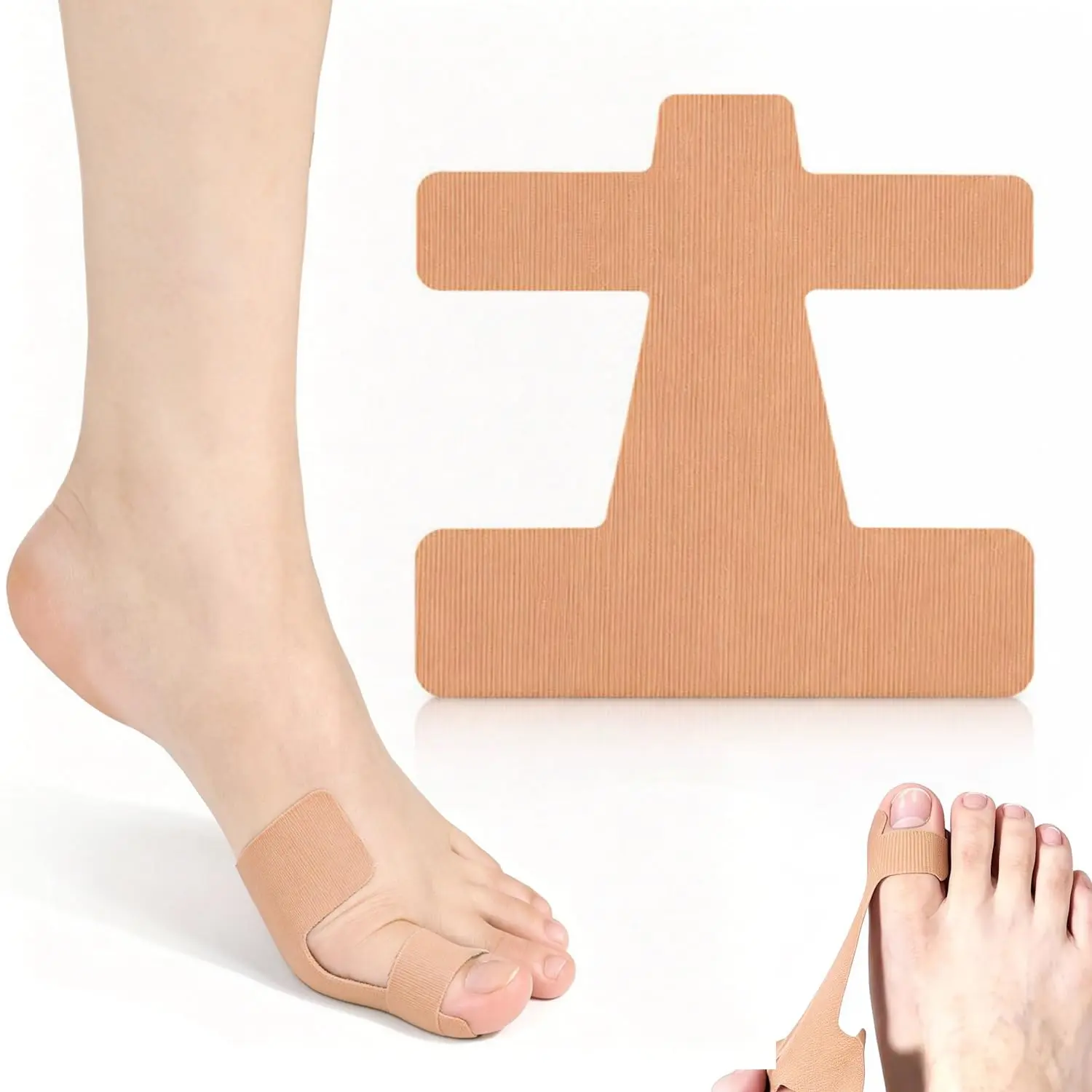 Unisex Hypoallergenic Pre-Cut Bunion Corrector Tape (40pcs) - Elastic Breathable Latex-Free Kinesiology Strips, Self-Adhesive Toe Support for Hallux Valgus