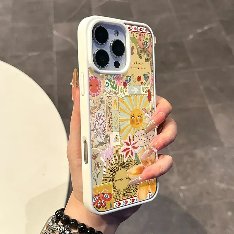 Chic Magnetic Case for iPhone11/12/13/14/15/16/promax Sunflower Collage MagSafe Ready, Anti-Slip, Ultra Thin | Aesthetic Touch for Daily Use
