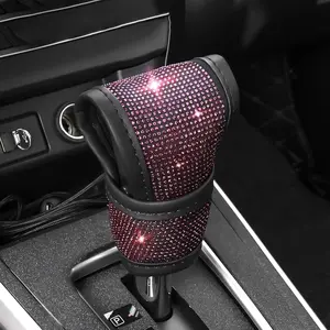 Bling Rhinestone Gear Shift Knob Cover, Sparkly Crystal Gear Stick Protector, Universal Car Interior Decor for Women & Girls