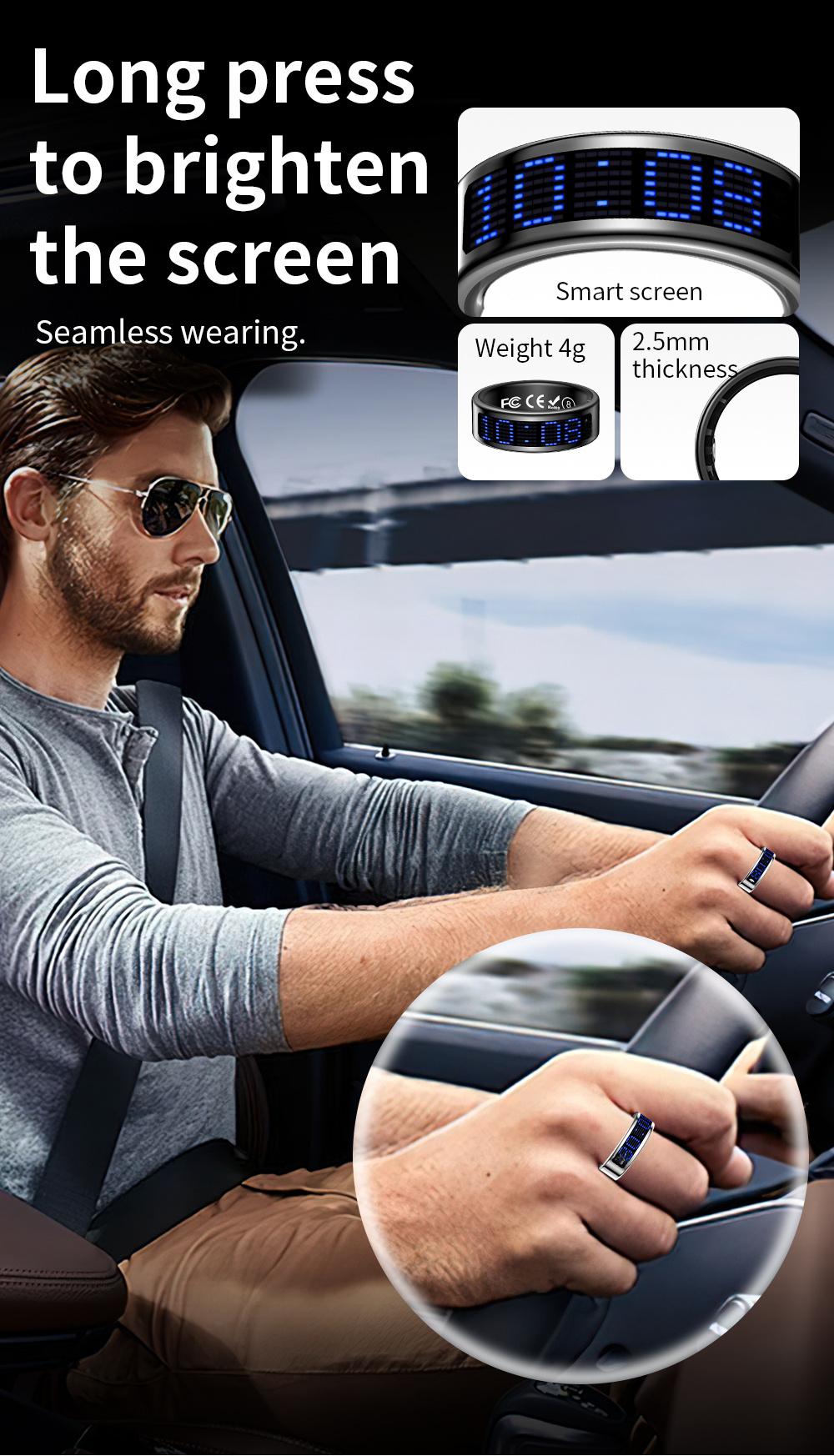 Stylish Smart Ring for Men And Women with Digital Display-Health Ring, Built-In Caller ID Function, Sleep, Exercise, Menstrual Cycle Recording, IP68 Fitness Ring, Fitness Tracker Ring, with Magnetic Charging Base Long Battery Life