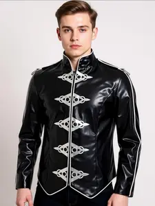 Jackson Performance Cosplay Jacket, Mj Punk Heavy Metal Synthetic Leather Coat, Men's Costume for Parties and Events