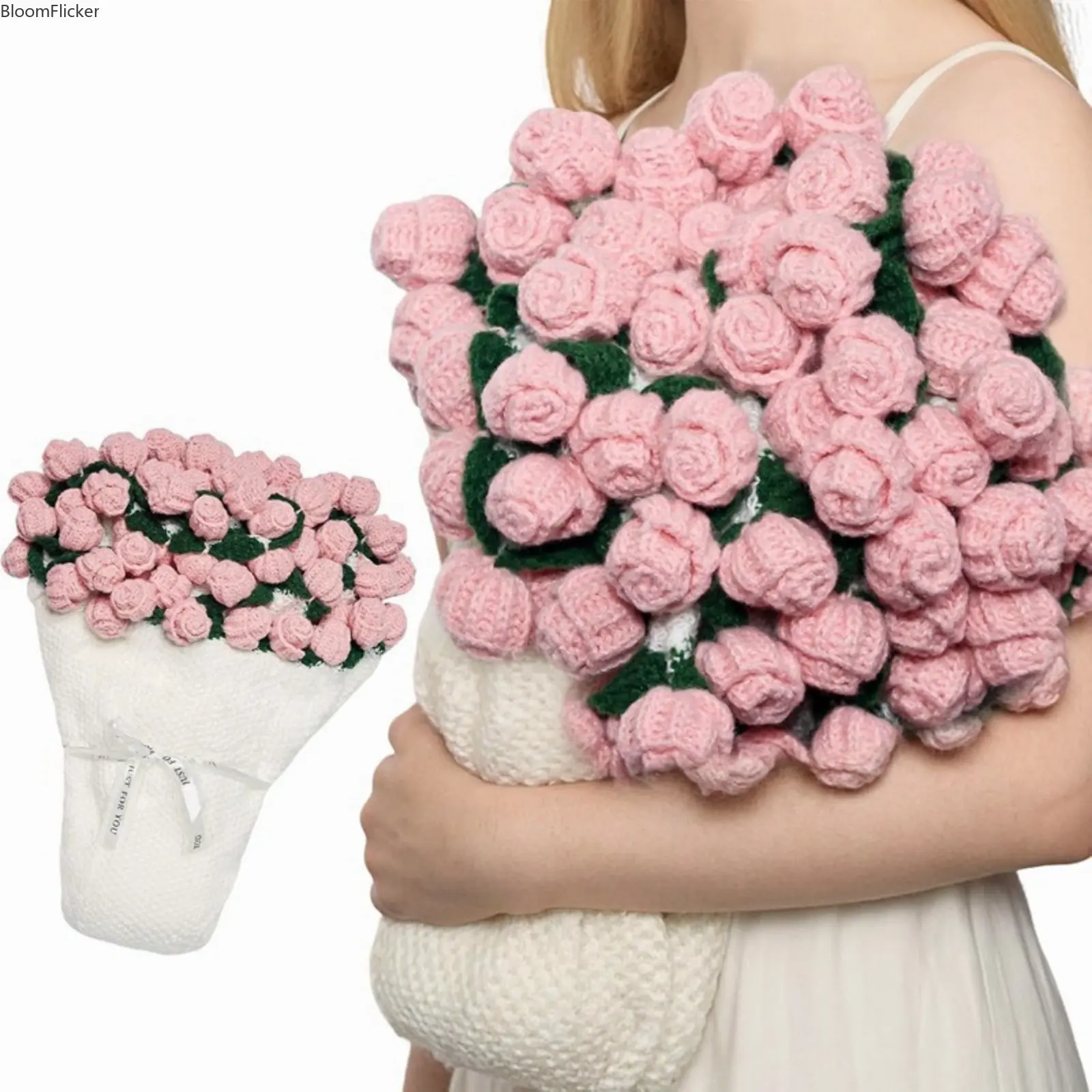 Knitted Rose Bouquet Throw Blanket Soft Nap Carpet Dainty Decorative Gift For Girlfriend Best Friend Holiday Party Daily Bedroom Lounge Accessories