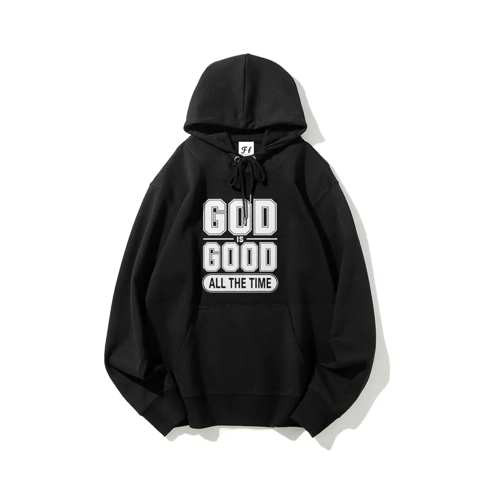 God Is Good All The Time Graphic Hoodie, Long Sleeve Street Casual Tops, Autumn and Winter Hooded Sweatshirt Crewneck Pullover Sweatshirt