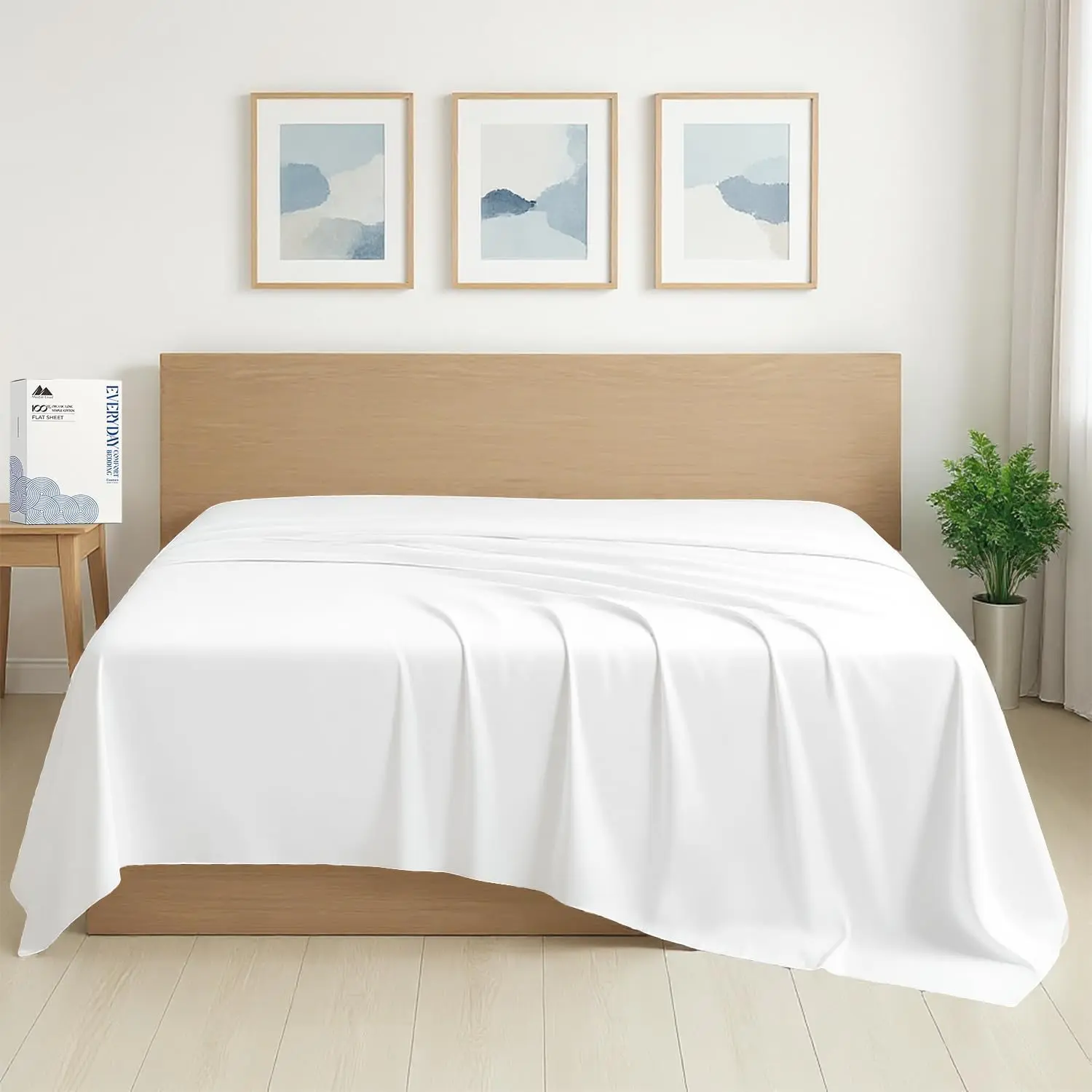 100% Organic Cotton Percale Flat Sheet Twin Size - 1 PC Flat Sheet, White -, Cool and Bed, Top Sheets for Hot Sleepers, Luxury Breathable GOTS Certified Sheets