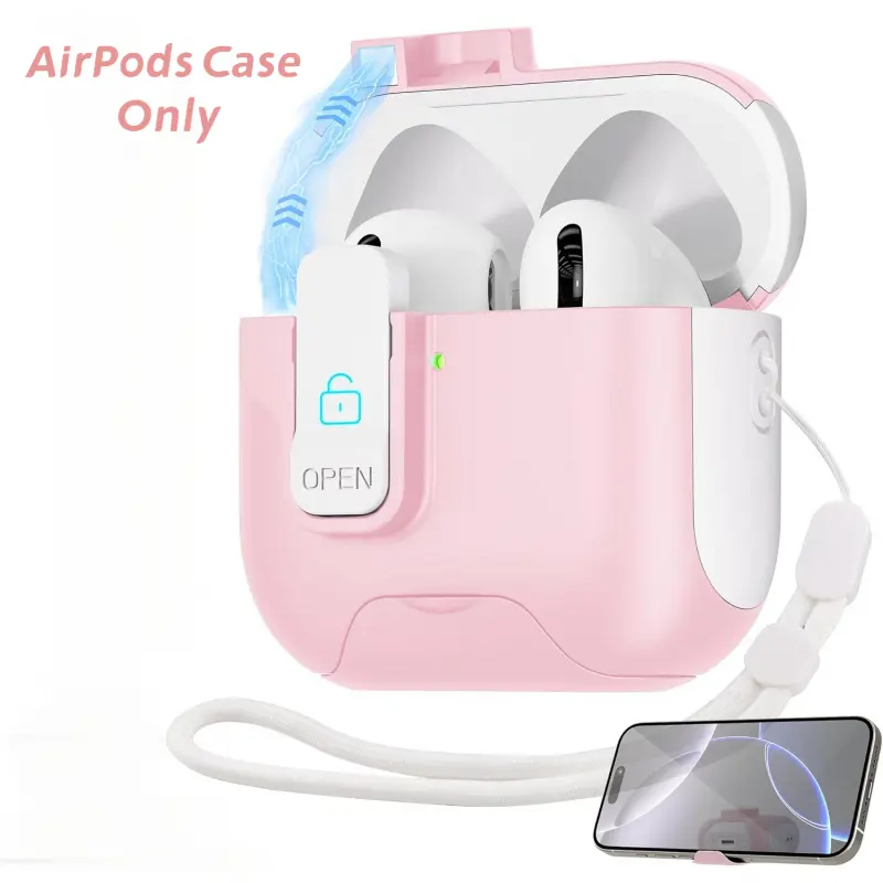 2-in-1 Kickstand Phone Case for AirPods Pro 2/3, AirPods 4 - Shockproof Protective Cover with Secure Lock, Wrist Lanyard, Auto Pop-Up Magnetic Hard Shell for Girls | Earbuds Protection Accessory