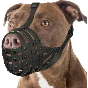 Pitbull Muzzle for Large Medium Sized Dogs to Prevent Biting Scavenging, Basket Muzzle for Rottweiler Staffordshire Terrier Grooming Training, Allow to Pant Drink, Lightweight and Sturdy