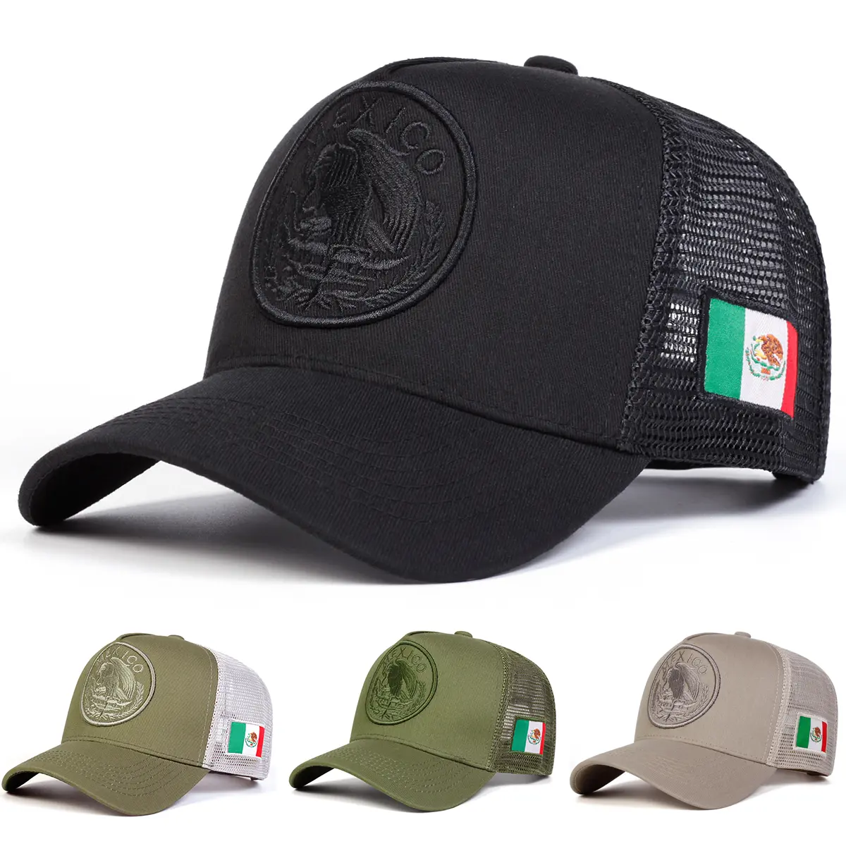 Unisex Mexico Flag Embroidered Mesh Baseball Cap - Adjustable Fit, Lightweight, Casual Sport Design with Mesh Ventilation, Sunscreen Outdoor Headwear for Spring Autumn Travel, Adjustable Fit Hat, Lightweight Adjustable Cap