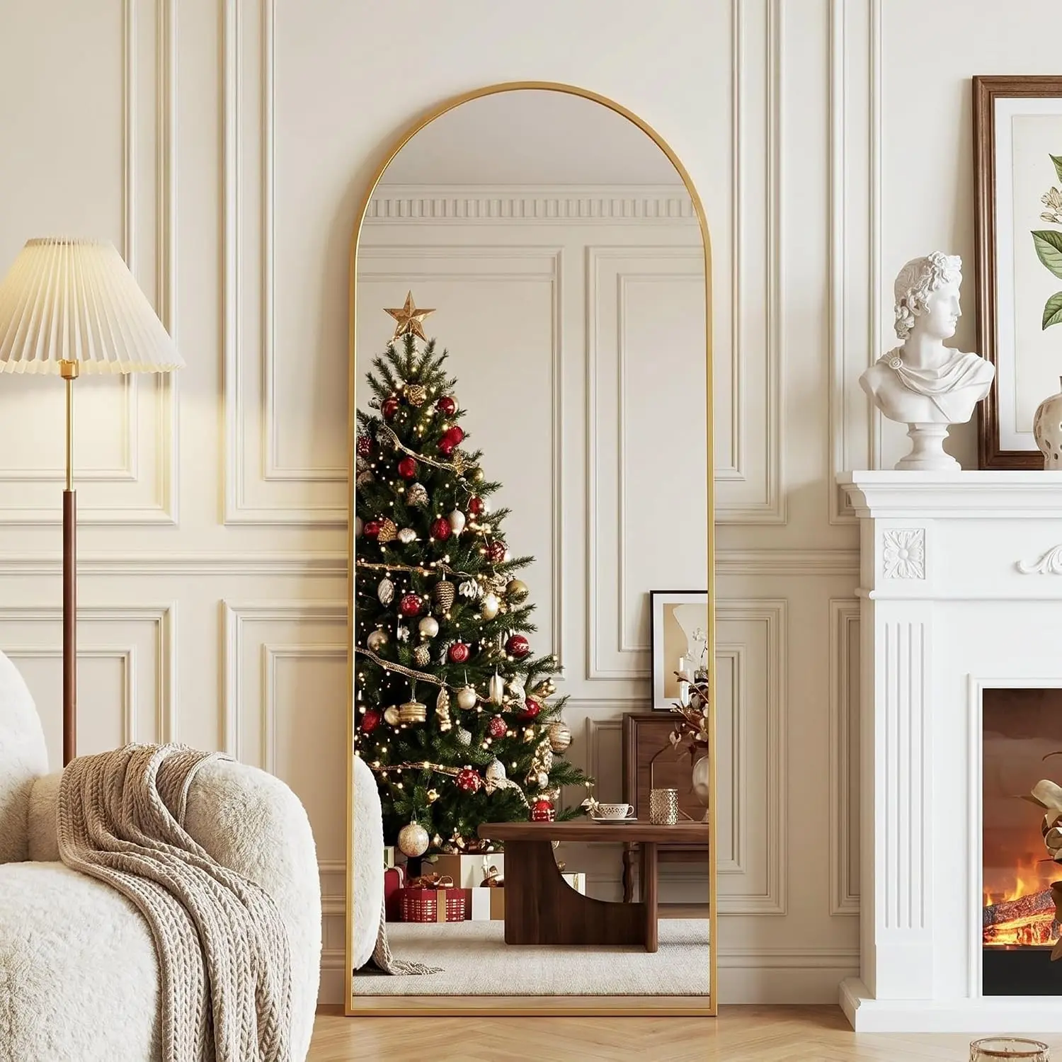 Full Length Mirror, 59" x 18" Arched Full Body Mirror Large Standing Floor Mirrors, Mirrors for Bedroom, Bathroom, Living Room Standing or Wall Leaning, Gold