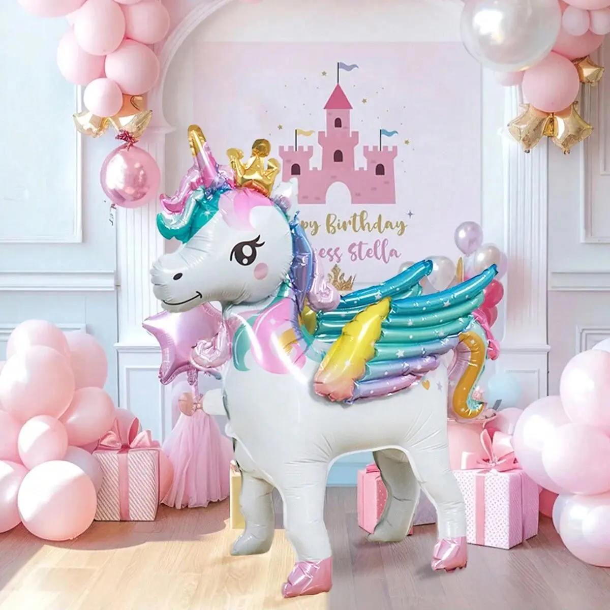 1pc 25-in Freestanding Cute Unicorn Balloon, Happy Birthday Room Decoration, Colorful Balloons Party Gift for Home & Festive Supplies, Colorful Balloons Party Gifts