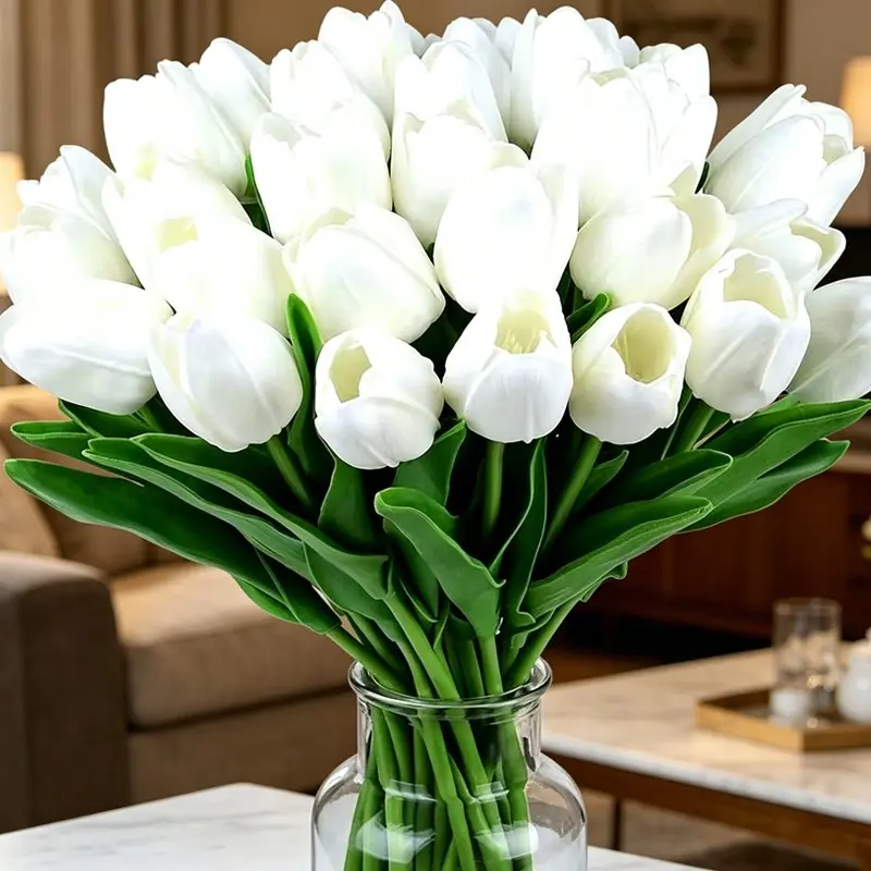 10/20pcs Artificial Tulips, 13in PU Fake Tulip Stems, Decorative Bouquets for Vases, Bedrooms, Offices, Weddings, Romantic Gifts