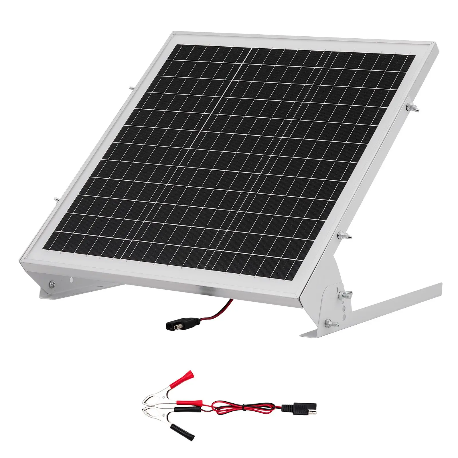 VEVOR 12V 20W Solar Battery Trickle Charger Maintainer with Mono Panel, Built-in MPPT Controller, Adjustable Mount, IP65 Waterproof for RV/Boat (20w power)
