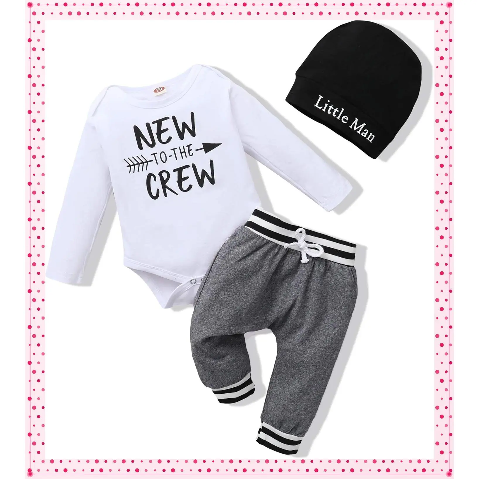 Baby Boy Clothes Winter Newborn Essentials Romper Outfits 0-18M | Newborn Infant Boy Outfits,Fall Winter Baby Long Sleeve Romper Coming Home Outfit,Toddler Baby Boys New to The Crew OutfitsGift