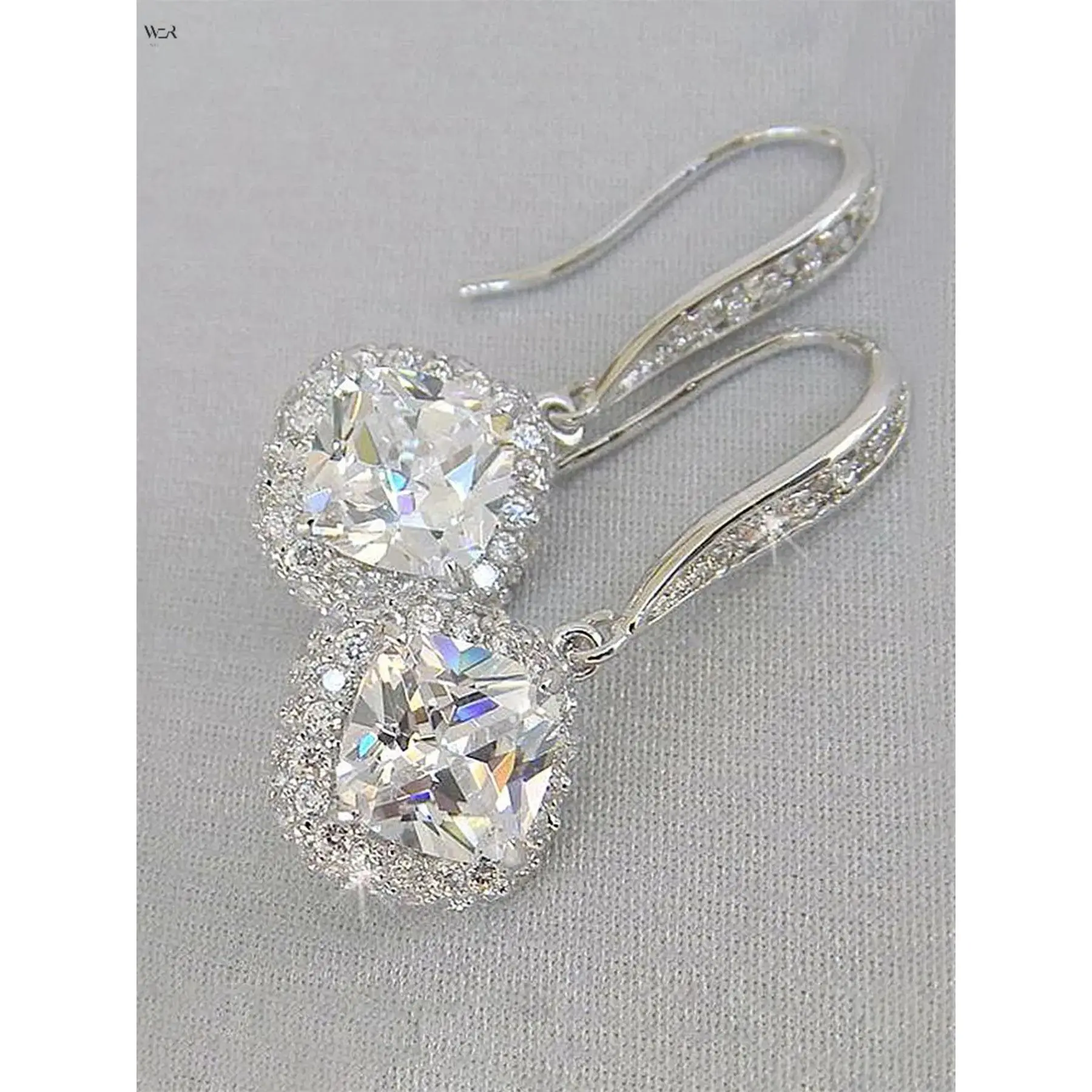 Elegant Halo Crystal Drop Earrings, Lightweight Copper Jewelry for Youth, Daily Wear & Special Events - 2.8 cm Height, All Ages, Bling Effect