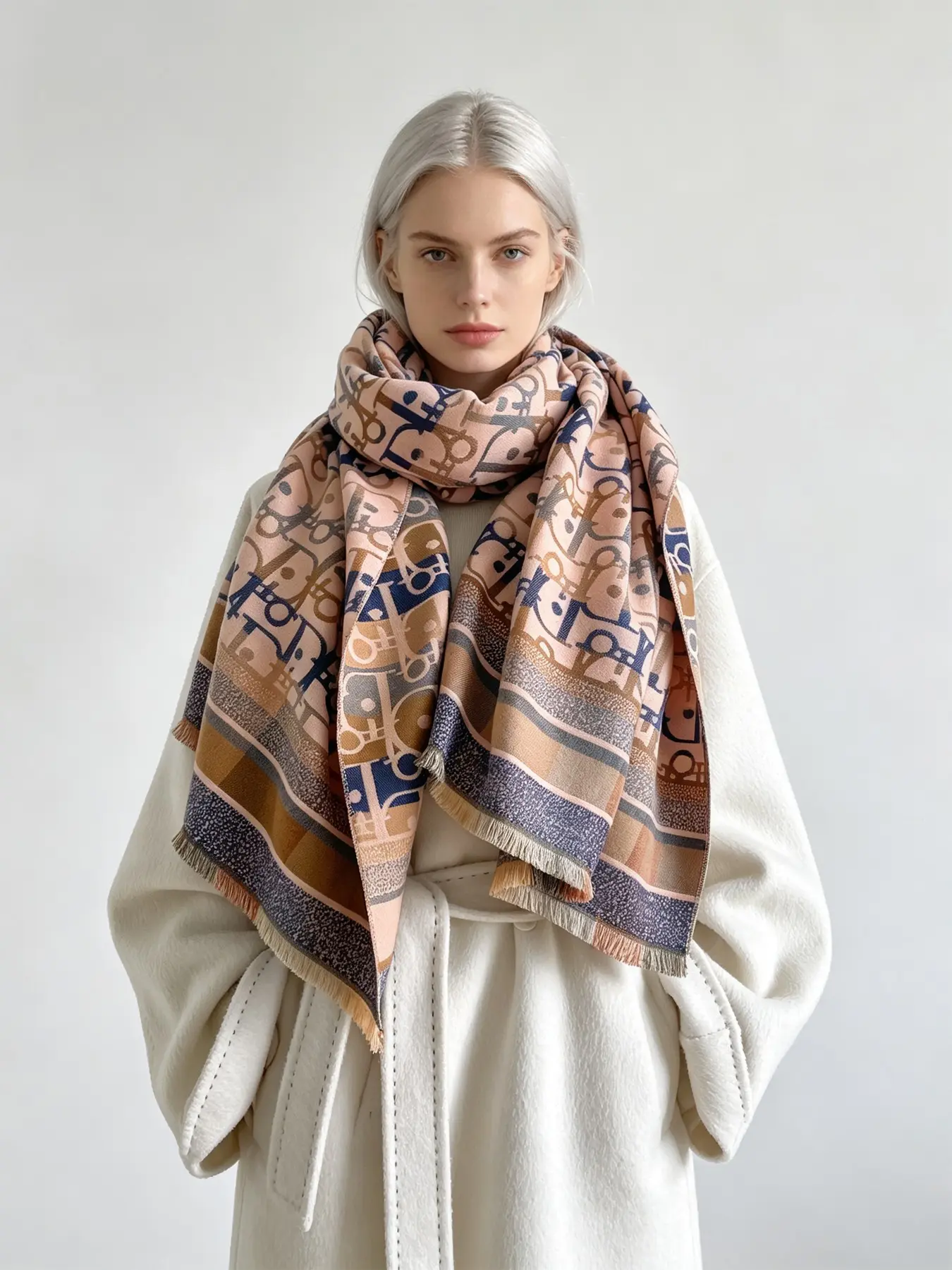 Soft Cashmere Feel Reversible Blanket Scarf, Blush &, Warm Oversized Winter Scarf, Christmas Holiday Gift for Women
