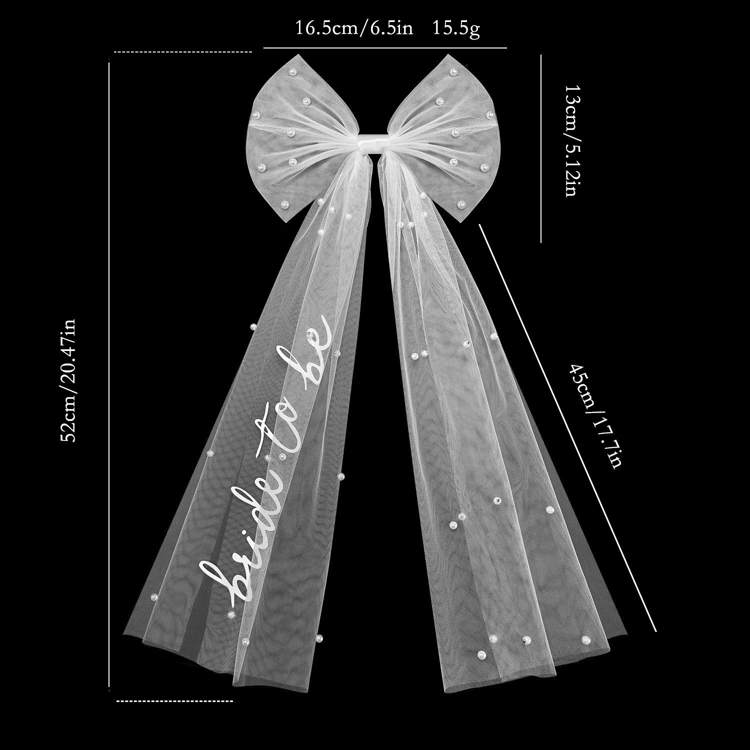 Bride-to-be pearl bow headband hair clip mesh hair accessory bachelorette party accessory