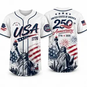 USA Baseball Jersey 250th Anniversary Patriotic Shirt Men Women 1776–2026 American Flag Liberty Eagle Independence Day Apparel Vintage Sports Tee Top Red White Blue Short Sleeve Baseball Shirt