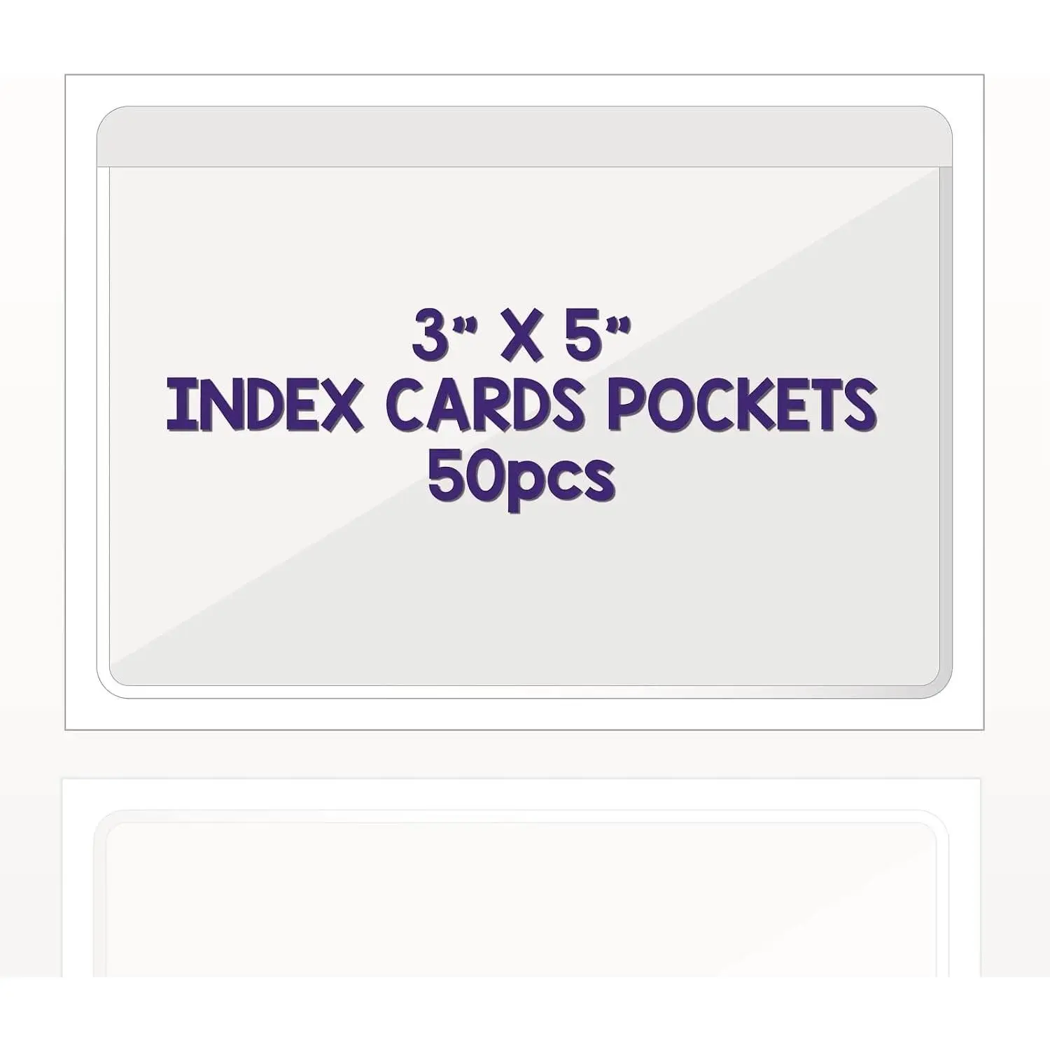 Clear Adhesive 3" x 5" Index Card Pockets, 50 Pack | Top Open Plastic Label Holders for Storage Bins, Library Cards, Photos, Organizing and Protecting Cards
