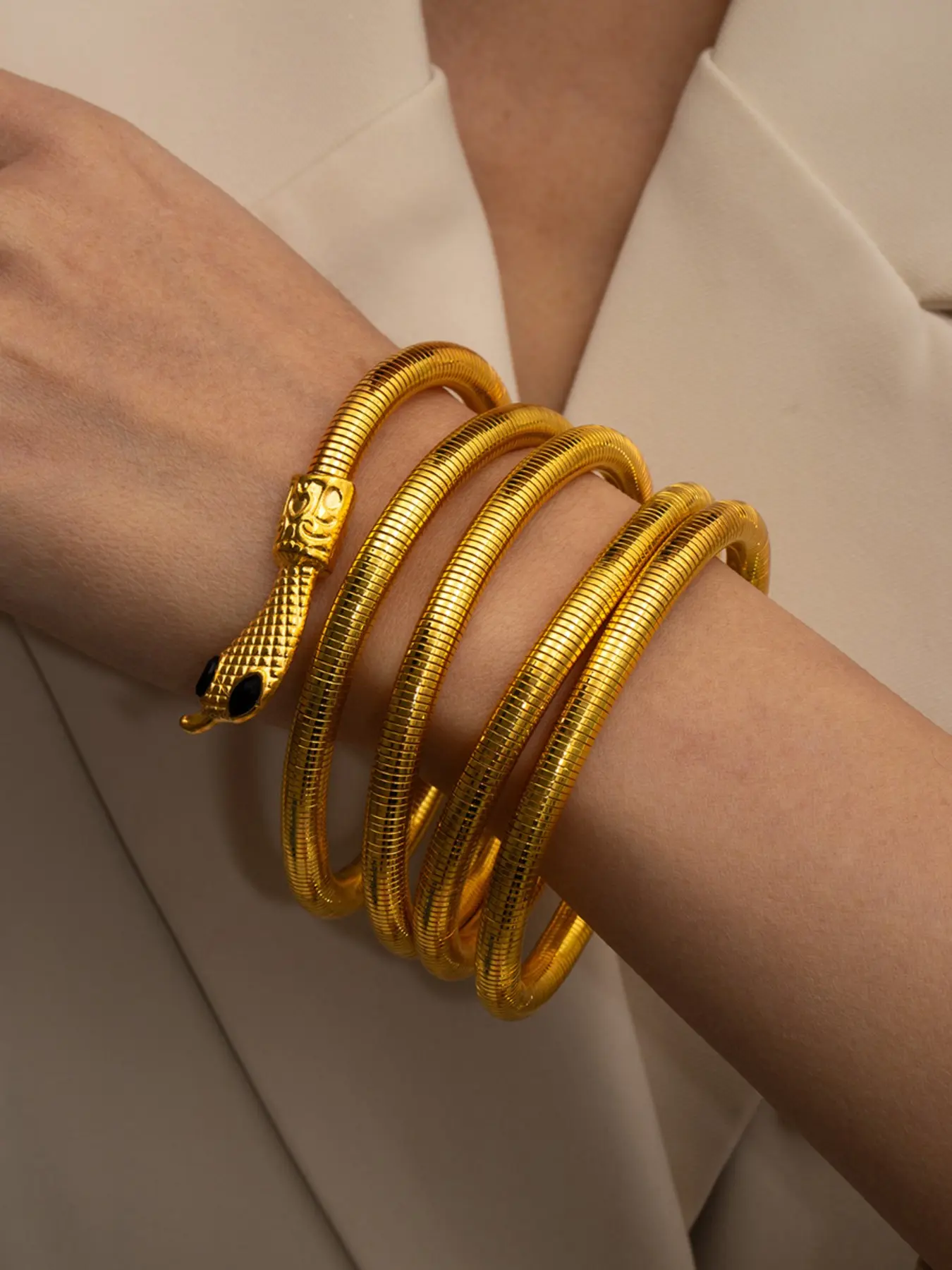 Wraparound Snake Elastic Bracelet, Unique Open Design Jewelry, Versatile Layering Accessory, Party Date Statement Band, Multiple Colors Available, Adjustable Snake Bracelet