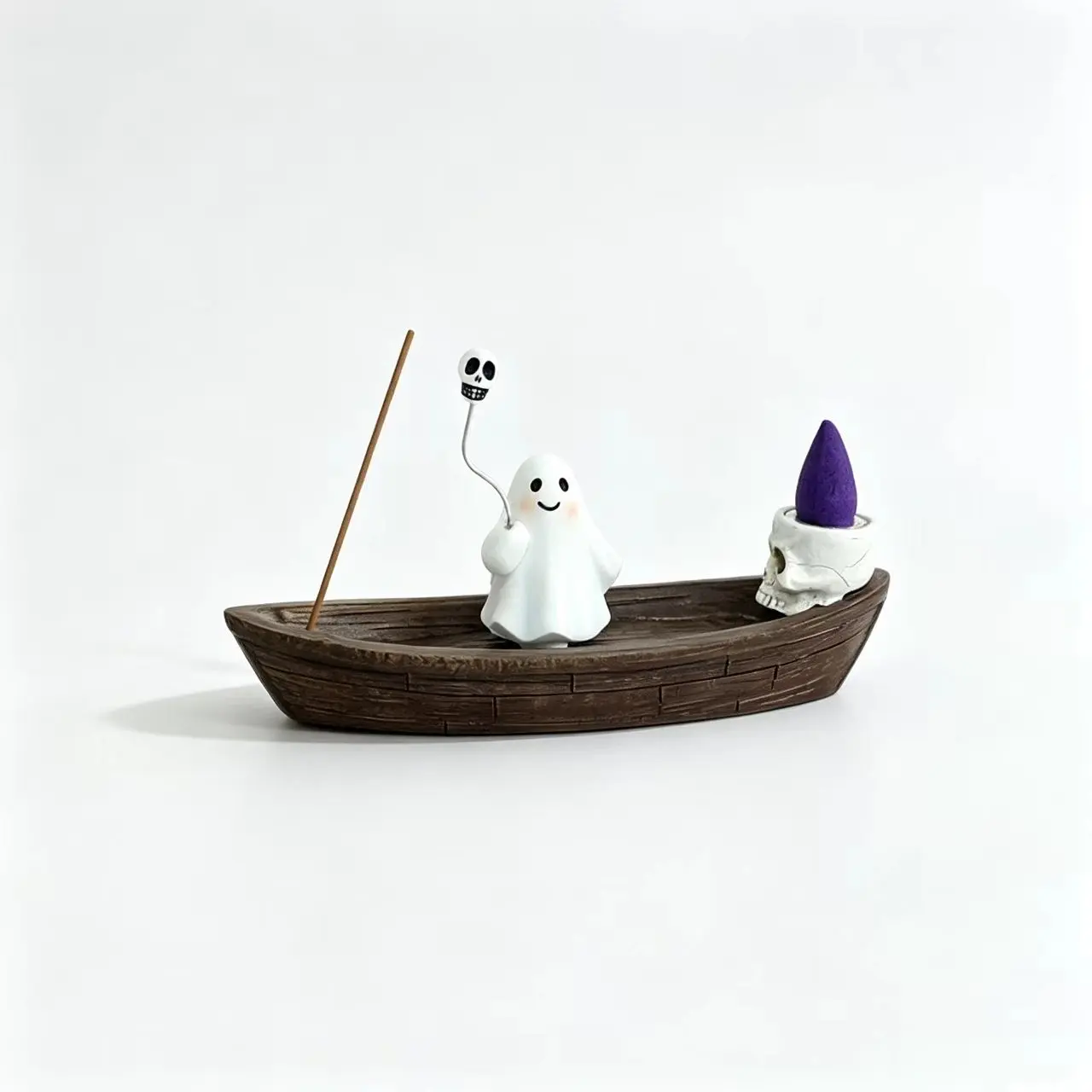 Halloween Ghost Ship Incense Burner Resin Decor, Gothic Style Reverse Flow Incense Burner, Dual Use Incense Holder, Halloween Party Decoration
