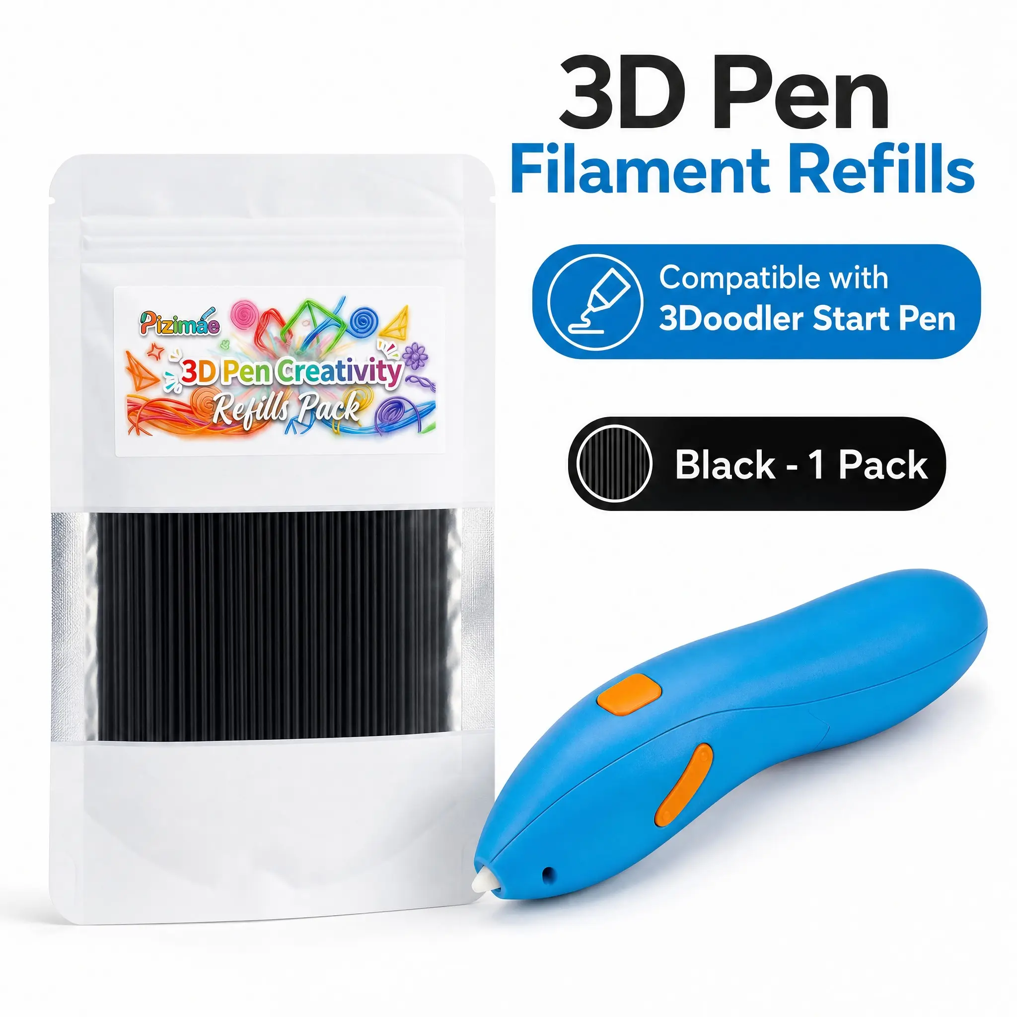 3doodler Start Pen Filament, 150 Pcs/bag, Total 2250cm, Compatible Only with 3doodler Start Pen, Ideal for Creative Projects